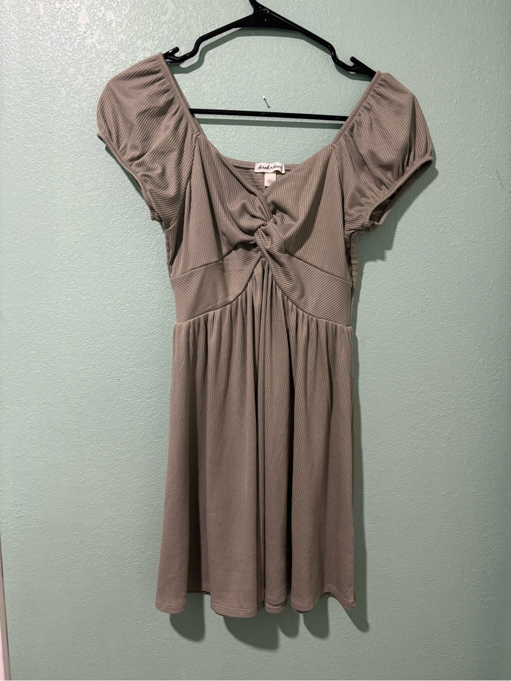 Derek Heart Olive Green Twist-Front Mini Dress